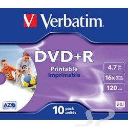 Диск Verbatim 43508 Диски DVD+R  16-x, 4.7 Gb, Printable Jewel Case, 10шт. - 43530