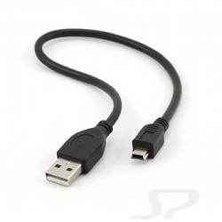 Кабель Gembird CCP-USB2-AM5P-1 USB 2.0 кабель для соед. 0,3м AM/ miniBM  PRO позол.конт., черный - 16231