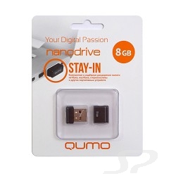 Носитель информации QUMO USB 2.0  8GB NANO [QM8GUD-NANO-B] Black - 15380