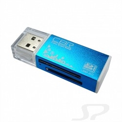 Устройство считывания CBR USB 2.0 Card reader / Human "Glam" CR-424, синий цвет, All-in-one, Micro MS M2 , SD, T-flash, MS-DUO, MMC, SDHC,DV,MS PRO, MS, MS PRO DUO - 16030