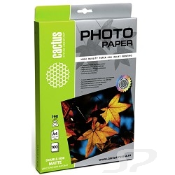 Бумага Cactus CS-MA4190100DS Фотобумага  CS-MA4190100DS матовая двусторонняя, A4, 190 г/ м2, 100 листов - 50310