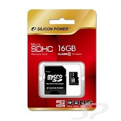 Карта памяти  Silicon Power Micro SecureDigital 16Gb  SDHC Class 10 SP016GBSTH010V10-SP - 15859