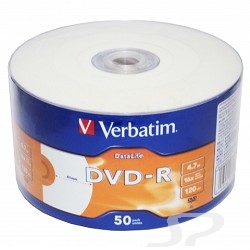 Диск Verbatim 43793 Диски DVD-R  4,7 Gb 16x DataLife Inkjet Printable, Shrink, 50 шт - 16129