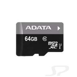 Карта памяти  A-DATA Micro SecureDigital 64Gb  UHS-I Class 10 AUSDX64GUICL10-RA1 + адаптер SD - 15968
