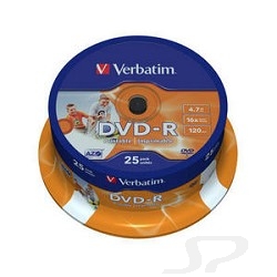 Verbatim 43538 Диск DVD-R  4,7Gb 16x Cake Box Printable 25шт - 29259