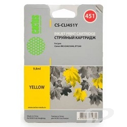 Расходные материалы Cactus CLI-451Y Картридж струйный  CS-CLI451Y желтый для Canon MG 6340/ 5440/ IP7240 9,8ml - 34302