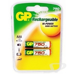 Аккумулятор Gp Rechargeable NiMH 75AAAHC 750mAh, 2 шт AAA, 750мАч 2 шт. в уп-ке - 37322