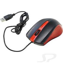 Мышь Oklick 225M черный/ красный Мышь оптическая 1200dpi USB 3but - 38695