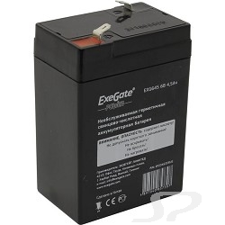 Батарея EXEGATE  EP234535RUS Аккумуляторная батарея EG4.5-6 / EXG645, 6В 4,5Ач, клеммы F1 универсальные - 46827