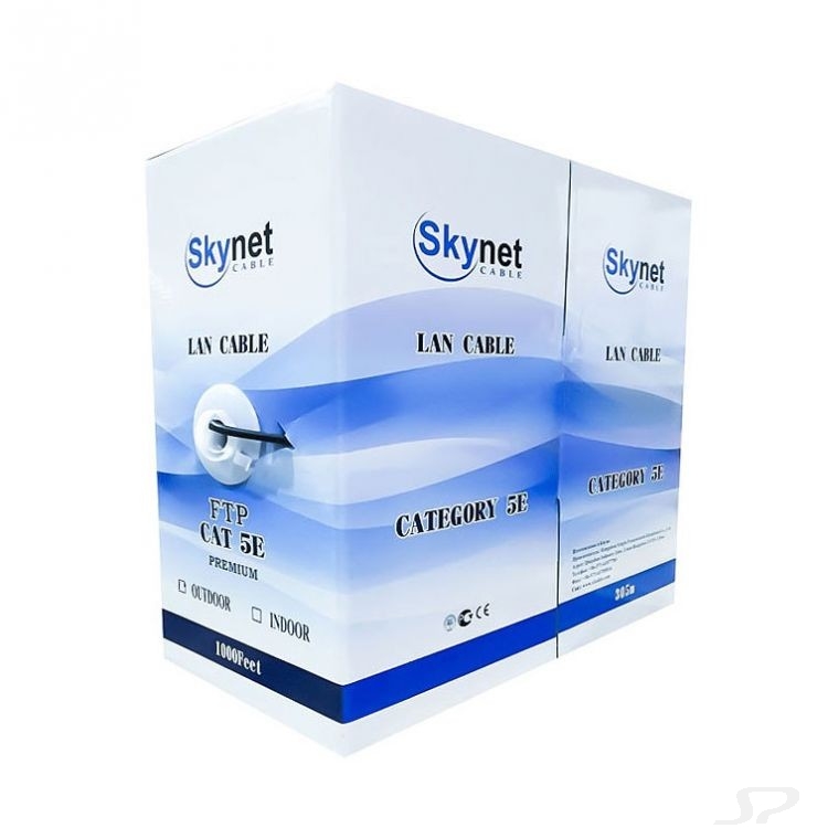 Кабель SkyNet Кабель FTP indoor, медный, FLUKE TEST, кат.5e, однож., 305 м, box, серый [CSL-FTP-2-CU] - 70985
