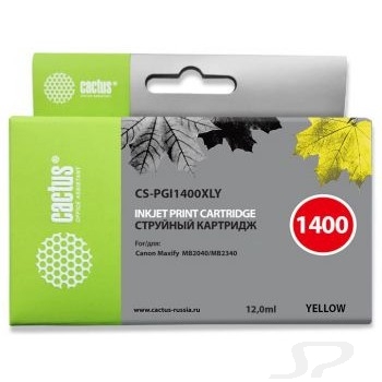 CACTUS PGI-1400XL Y Картридж струйный для Canon MB2050/MB2350/MB2040/MB2340, желтый (12мл) - 101615