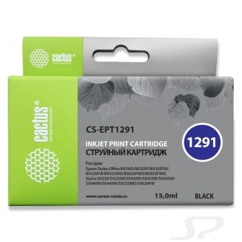 Cactus EPT1291 Картриджи  для  Epson Stylus Office B42/BX305/BX305F/BX320/BX525/BX625/SX420/SX425/SX525/SX620, чёрный - 103062
