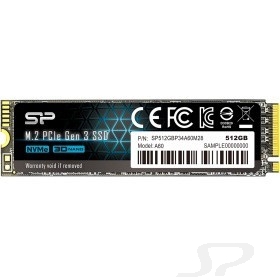 накопитель Silicon Power SSD 512Gb A60 SP512GBP34A60M28, M.2 2280, PCI-E x4, NVMe - 79066