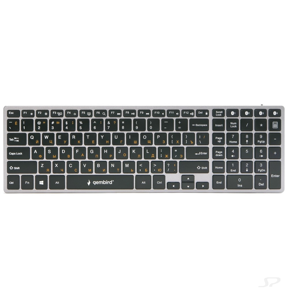 Gembird Клавиатура беспроводная  KBW-2, Bluetooth, 4 устройства,106 кл., ножничный механизм, бесшумная - 83462