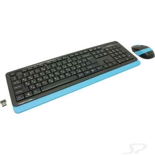 Клавиатура + мышь A4Tech Fstyler FG1010 клав:черный/синий мышь:черный/синий USB беспроводная Multimedia - 92990