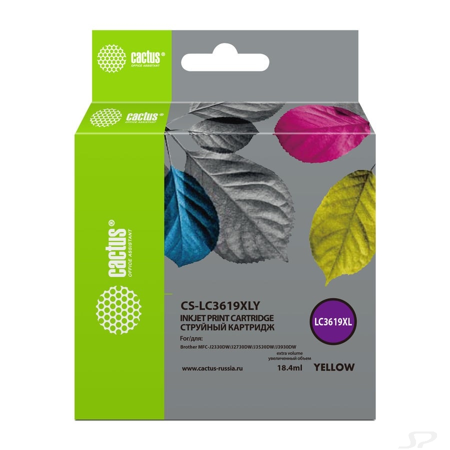 Картридж струйный Cactus CS-LC3619XLY желтый (18.4мл) для Brother MFC-J2330DW/J2730DW/J3530DW/J3930DW - 102674