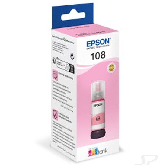 EPSON C13T09C64A  Картридж 108 EcoTank Ink для Epson L8050/L18050, Light Magenta 70 - 104866