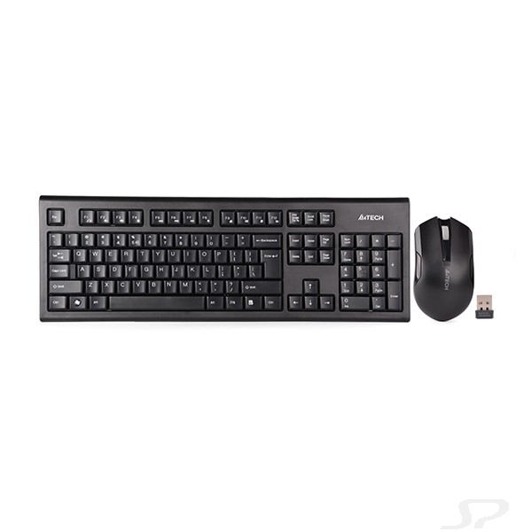 Комплект (клавиатура+мышь) A4TECH 3000NS, USB, беспроводной, черный - 104255